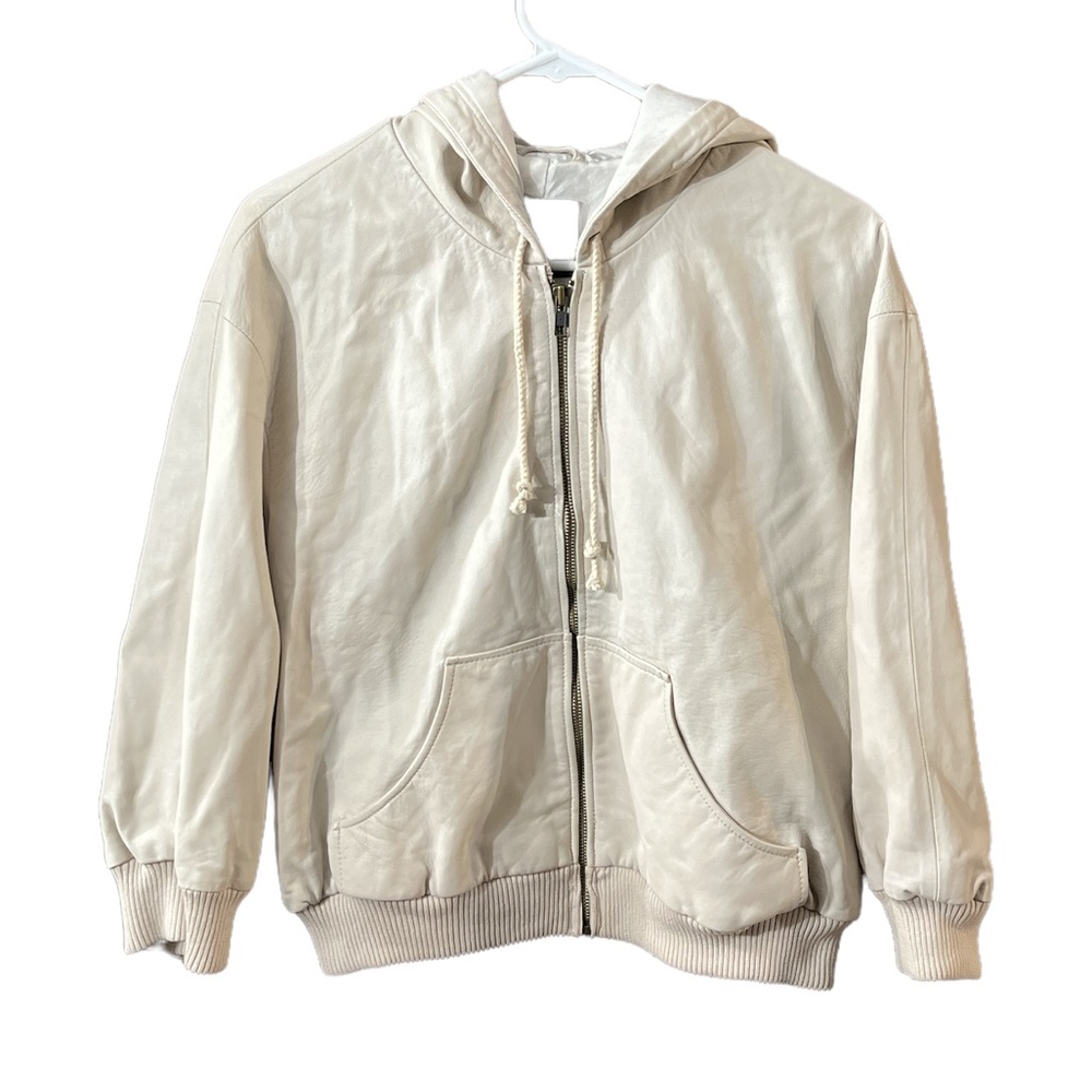 Joie Lamb Leather Silk Lined White jacket Size Large